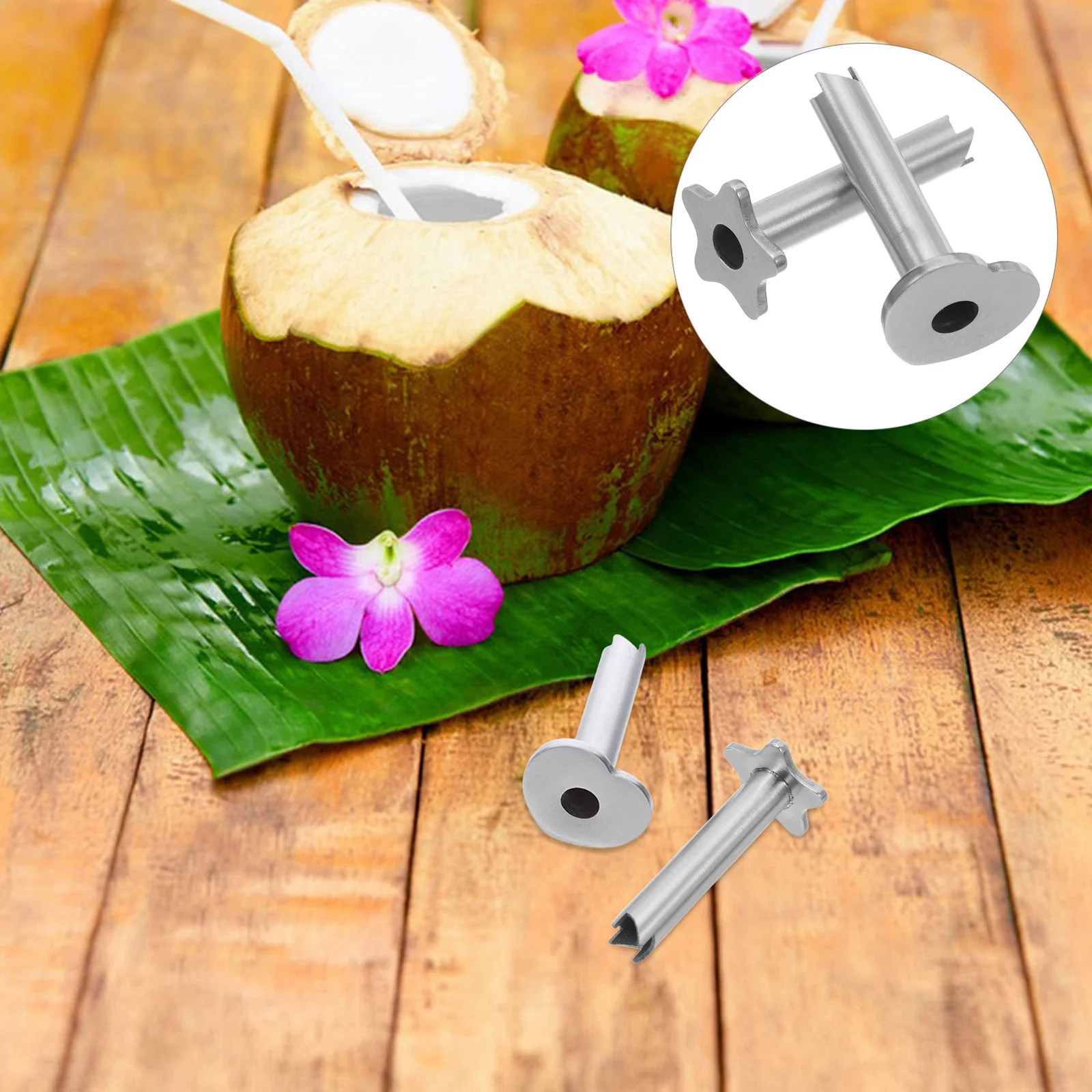 

2Pcs Coconut Opener Tool Stainless Steel Heavy Duty Punch Maker Portable for Home Picnic Coconut Hole Puncher Straw Hole Puncher
