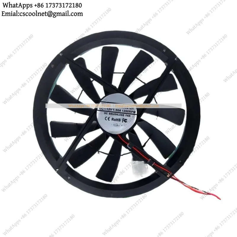 250mm Large Airflow Case Fan, 1200RPM, 12V DC, Molex 4D Connector, 25cm PC Server Room Ventilation Axial Cooler