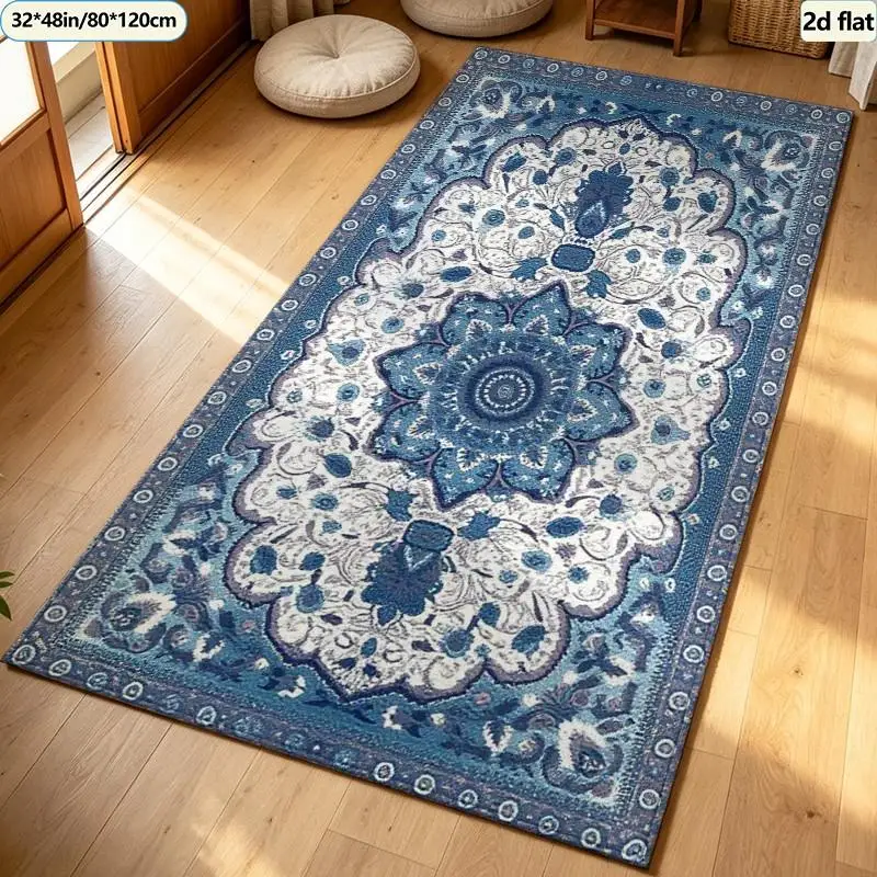 Luxury Red Vintage Persian Carpet Flooring Ornate Medallion Square Rug Classic European Home Living Room Carpet