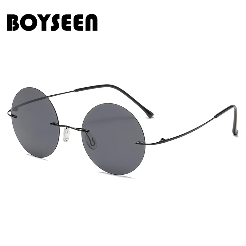 BOYSEEN Ultra light polarized circular frameless sunglasses for men women circular driving sunglasses modern and fashionable