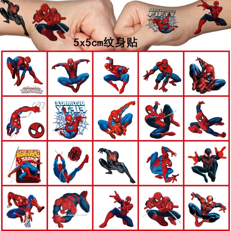 20/50PCS Spiderman Transfer Tattoos Stickers Kids Party Gifts Boys Superhero Anime Movies Decoration Stickers