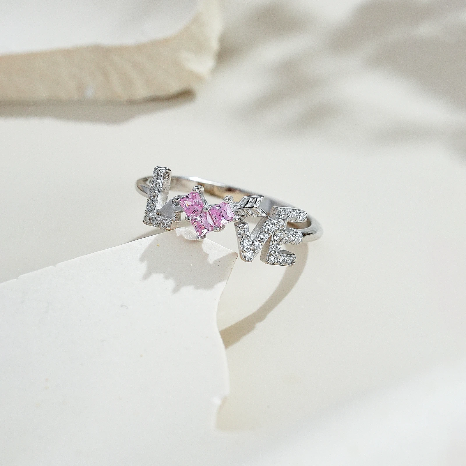

VEWANT Women 925 Sterling Silver Heart Love Adjustable Ring Pink CZ Zircon 2025 Luxury Fine Valentine's Wedding Gift Jewelry