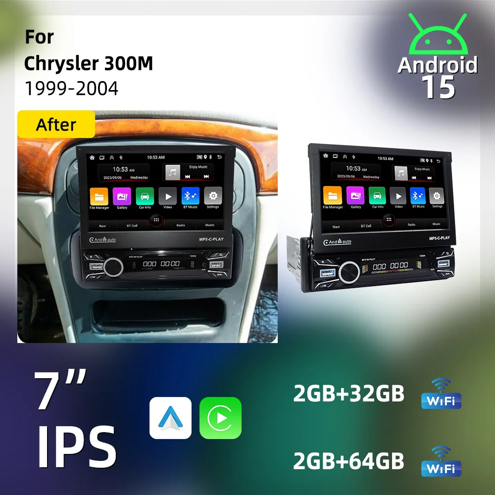 Car Radio for Chrysler 300M 1999-2004 Multimedia Android 1Din Screen 7