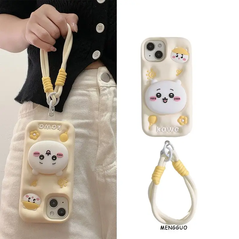 

Chikawa Phone stand Fashion Kawaii Animation Cute Cartoon Phone Case For iPhone 11 12 13 14 15 Pro Max plus Silicone case