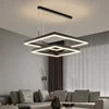 현대 Led 광장 샹들리에 침실 테이블 식사 거실 주방 섬 디 밍이 가능한 펜던트 램프 홈 장식 Lusters Fixture 3