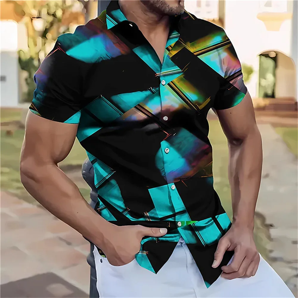 Designer Casual Men\'s Short Sleeved Male Hawaii Shirt Vintage Western 3D Print Retro Casuais Camisas Blouse Men Clothing Cadiz