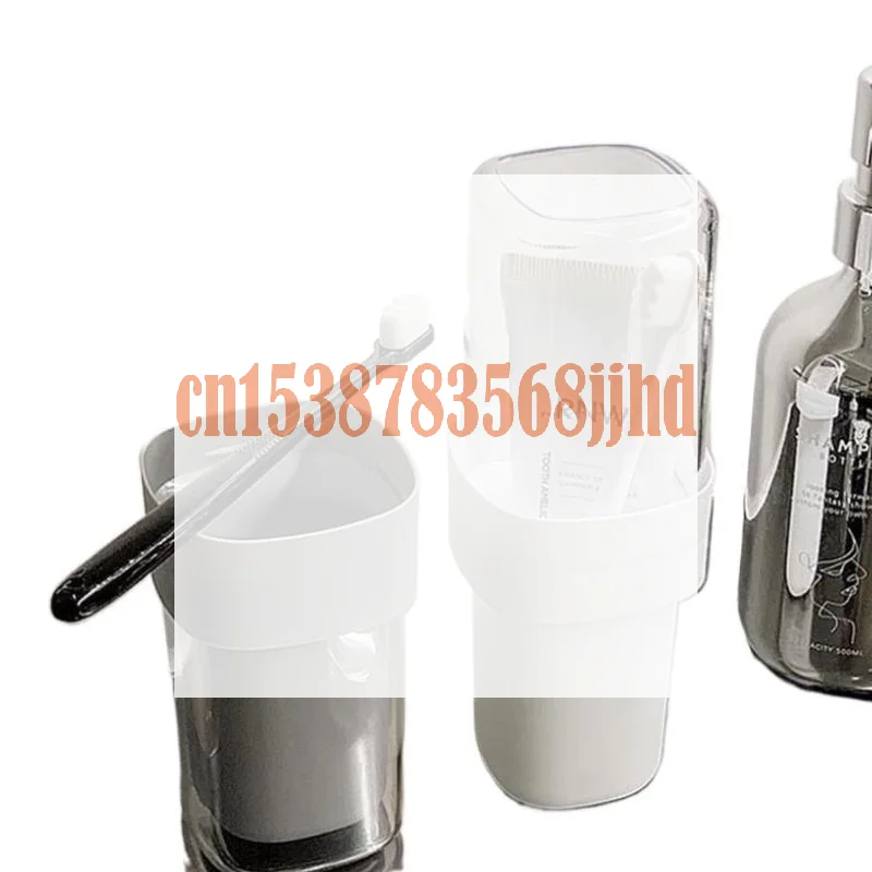 

{HMA84}Travel Portable Toothbrush Cups With Lid Simple Plastic Mouthwash Cups For Couples Toothpaste Toothbrush Organizer