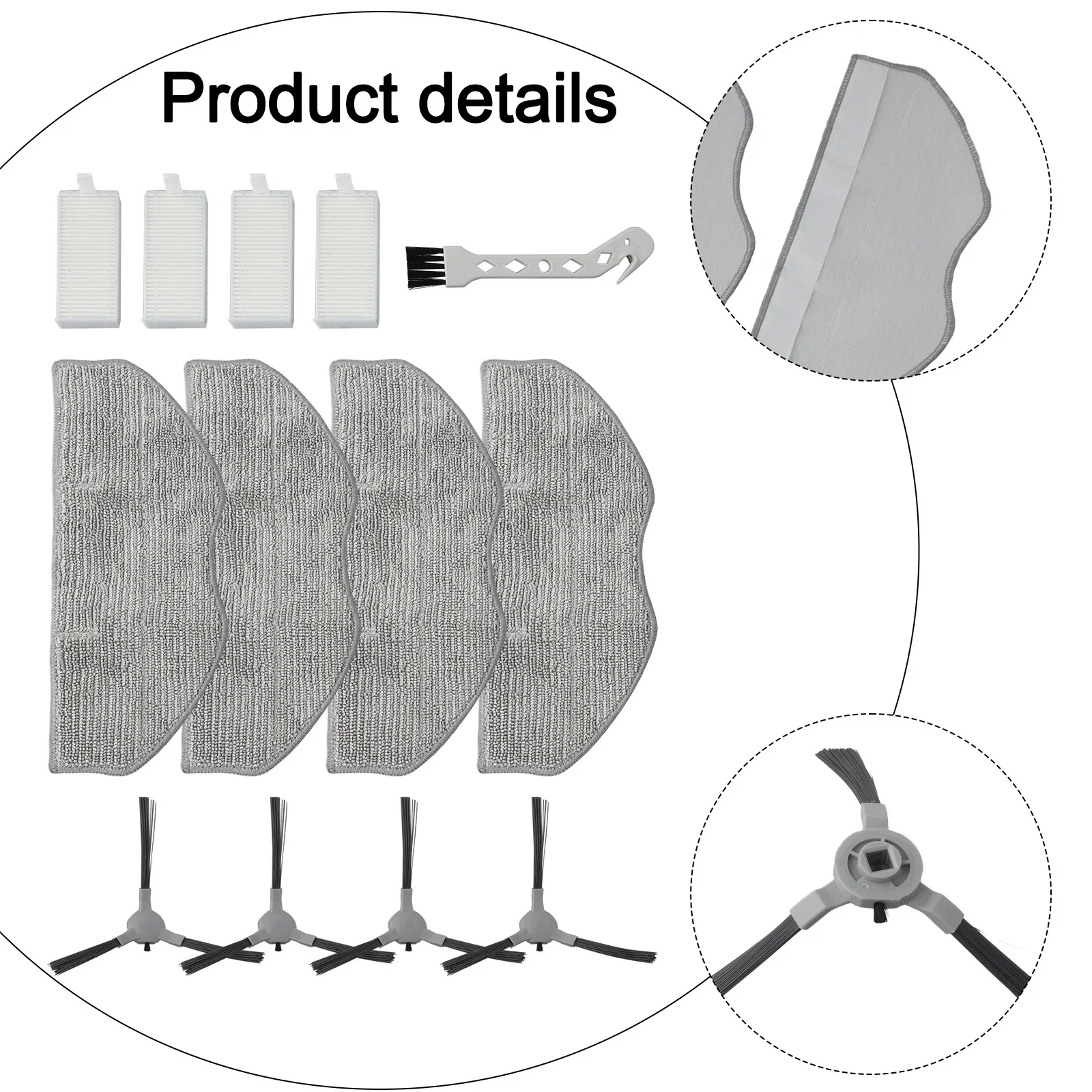 

Side Brush and Filter Replacement Kit for ROPVACNIC S1 For Tipdiy G90 For betboyles V75S For VIPSUN Z1 Robot Vacuum Parts