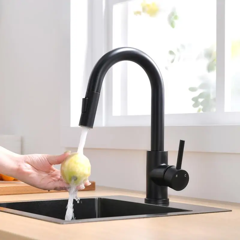 

Black Kitchen Faucet with Pull Down Sprayer for Bathroom and Mini Bar Prep, Modern Design, Easy Install, Durable and Stylish