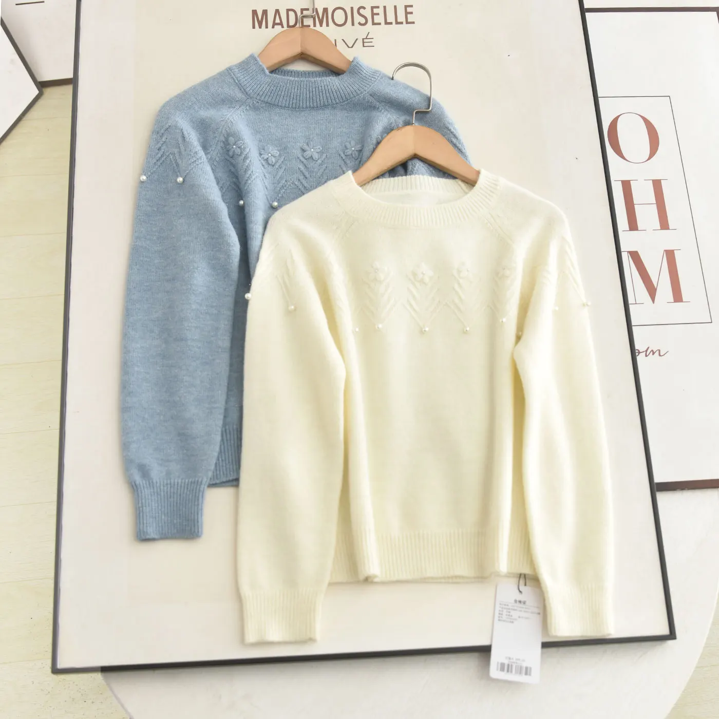 

Мягкий уютный круглый вязаный свитер Ne, женский свободный свитер молочно-синего цвета с вышивкой, длинный свек, осенняя мода 20л.