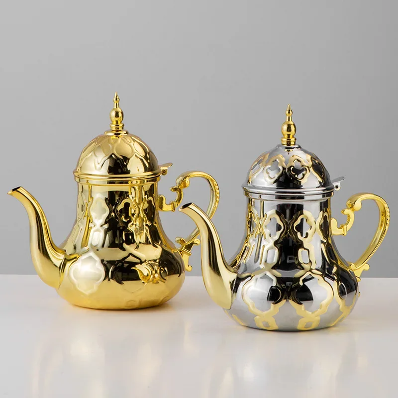 1.4L Stainless Steel Middle East Teapot Arabic Coffee Pot Kettle Golden Silver Tea Pot Mocha Pot Coffee Server