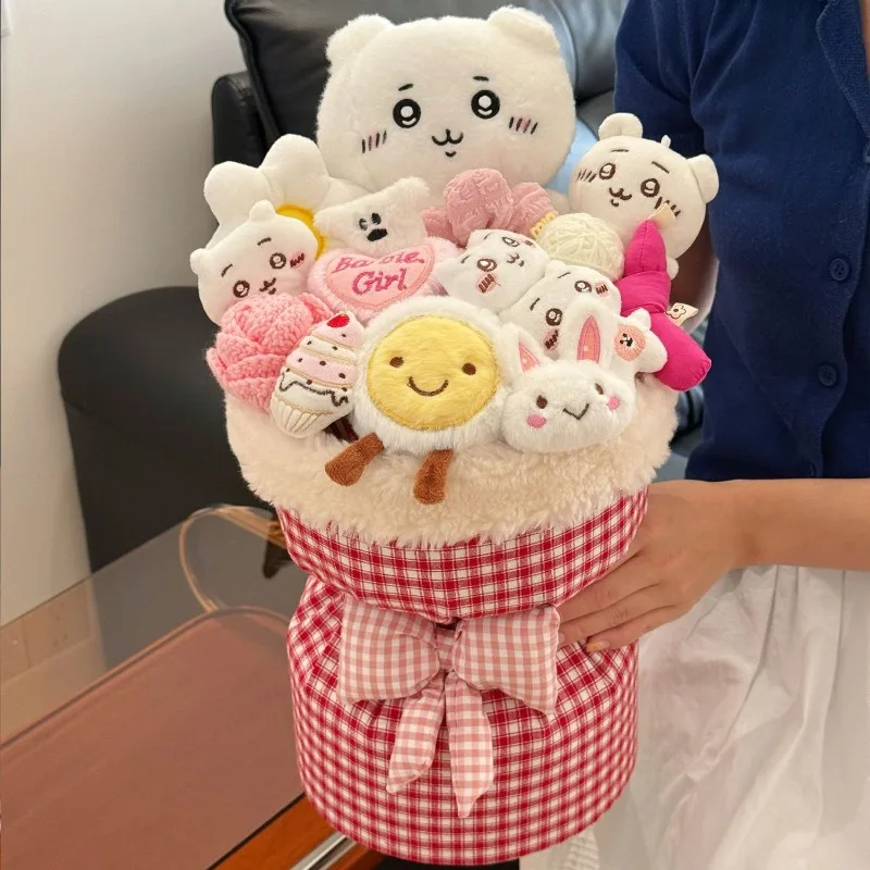 

2026 New Anime Chiikawa Usagi Hachiware Plush Bouquet Cute Kawaii Doll Practical Birthday Gift for Girls Friends Cute Cartoon