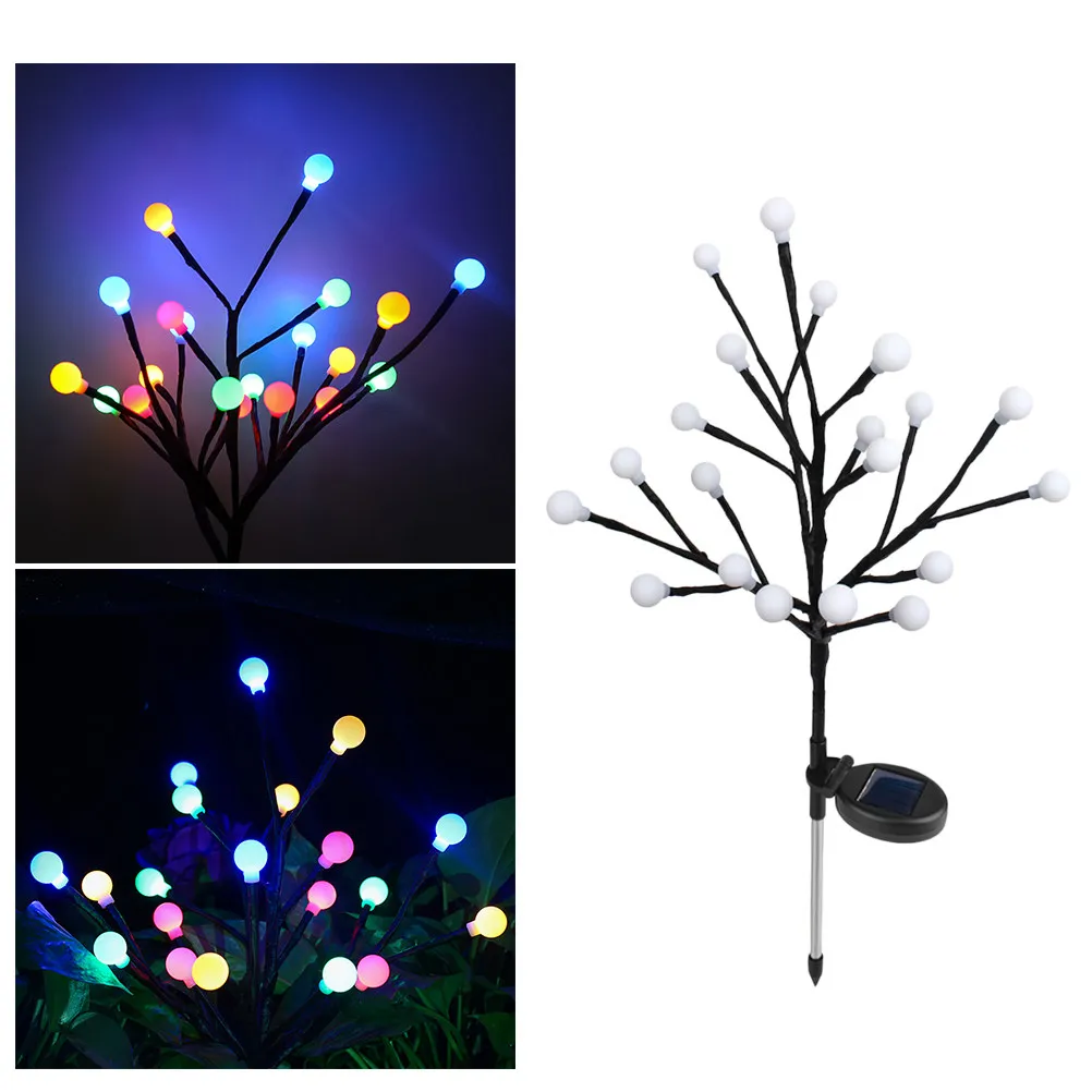 LED Solar Tree Light Branches Leaves Warm White Lawn Lights Outdoor Waterproof Garden Solar Landscape Light Decorative
