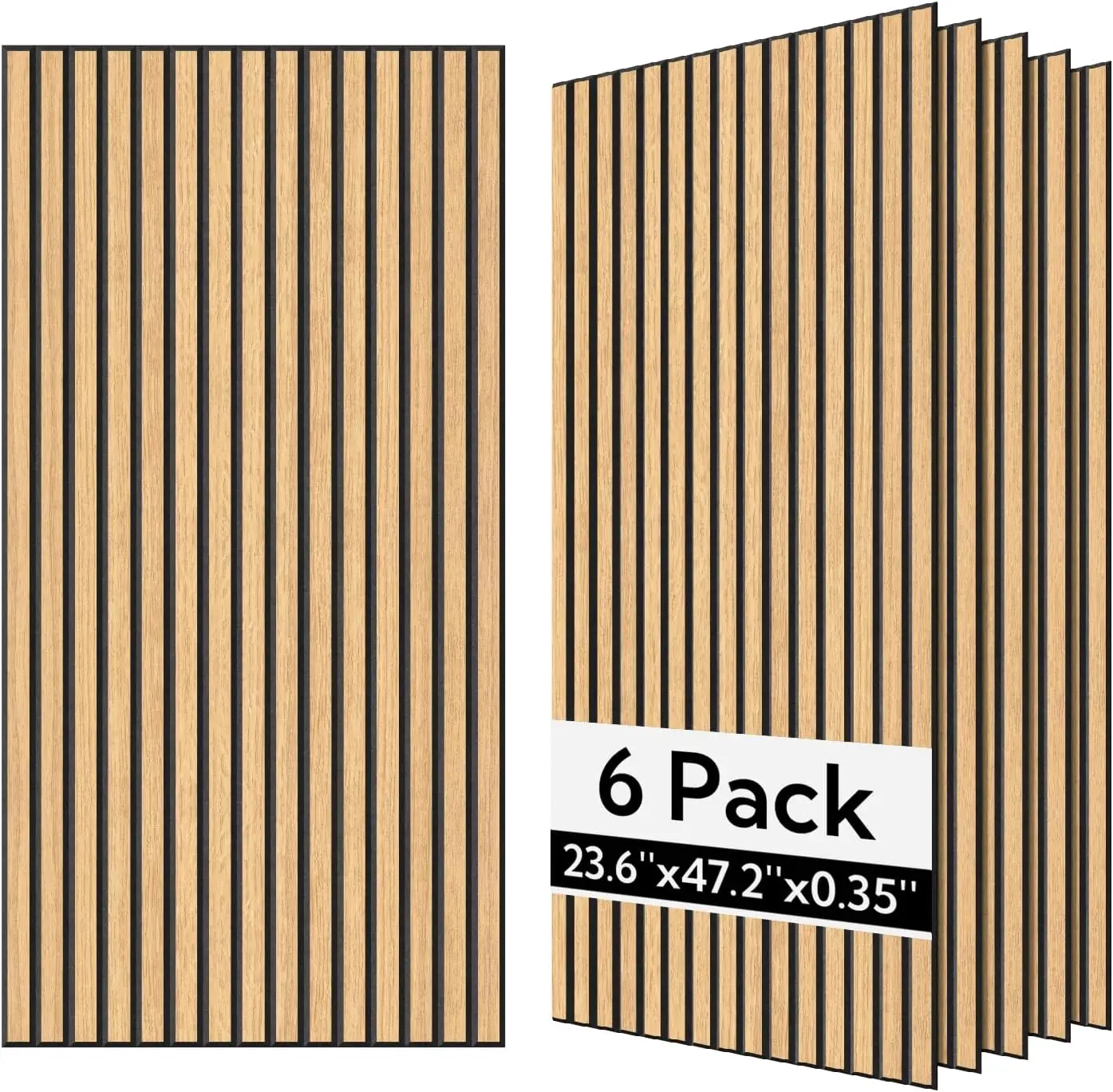 Wood Veneer Acoustic Wall Panels 6 Pack, 23.6"×47.2" Sound Absorbing Panels for Interior Decor in Cool Oak