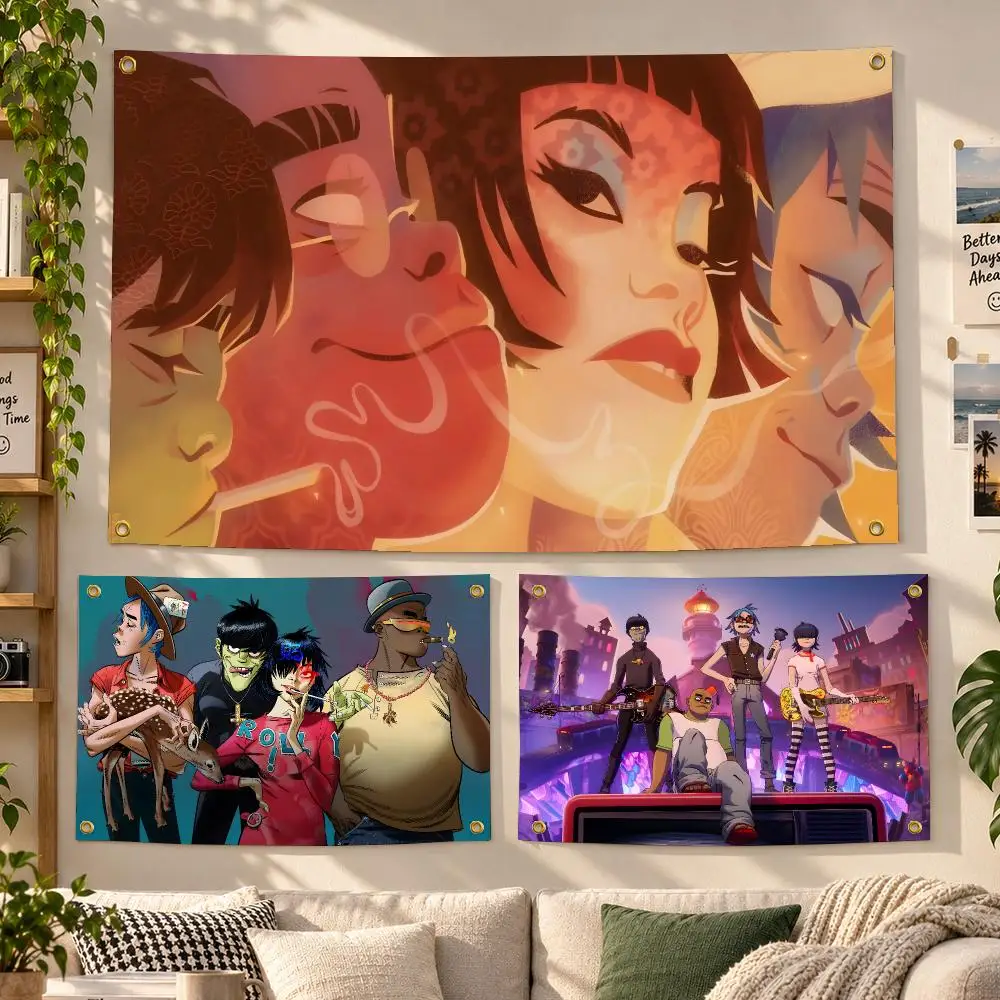 Band Gorillaz Alternative Flags Personalized Banner Flag Room Dorm Camping Picnic Garage Bar Outdoor Wall Decor