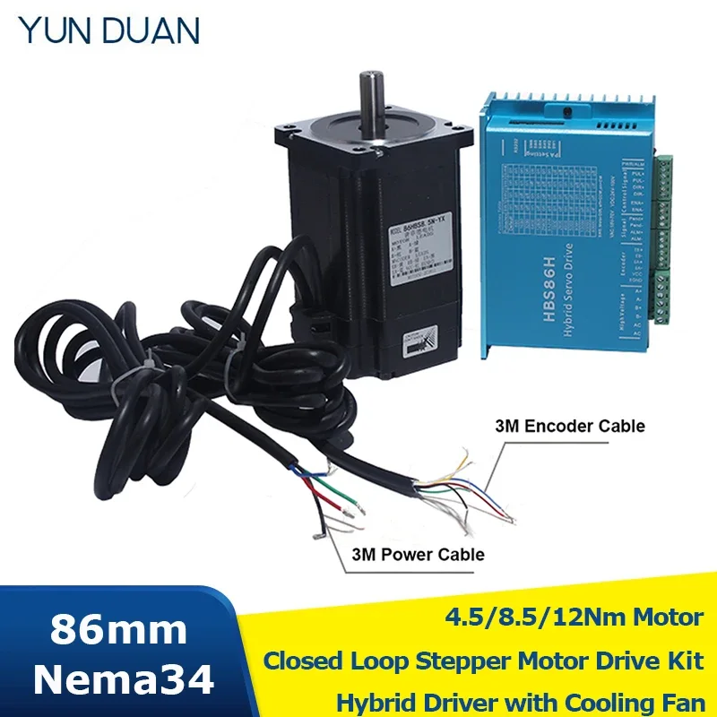 4.5/8.5/12Nm Closed Loop Stepper Motor  Drive kit for CNC Hybrid Encoder Easy Step Servo Nema 34 Closed Loop Stepper Motor