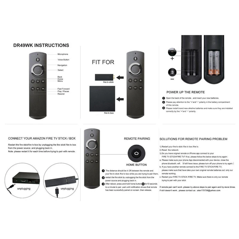 2X PE59CV Remote Control untuk Amazon FIRE BOX Suara Api TV Stick Box Media Remote Control PE59CV DR49WK