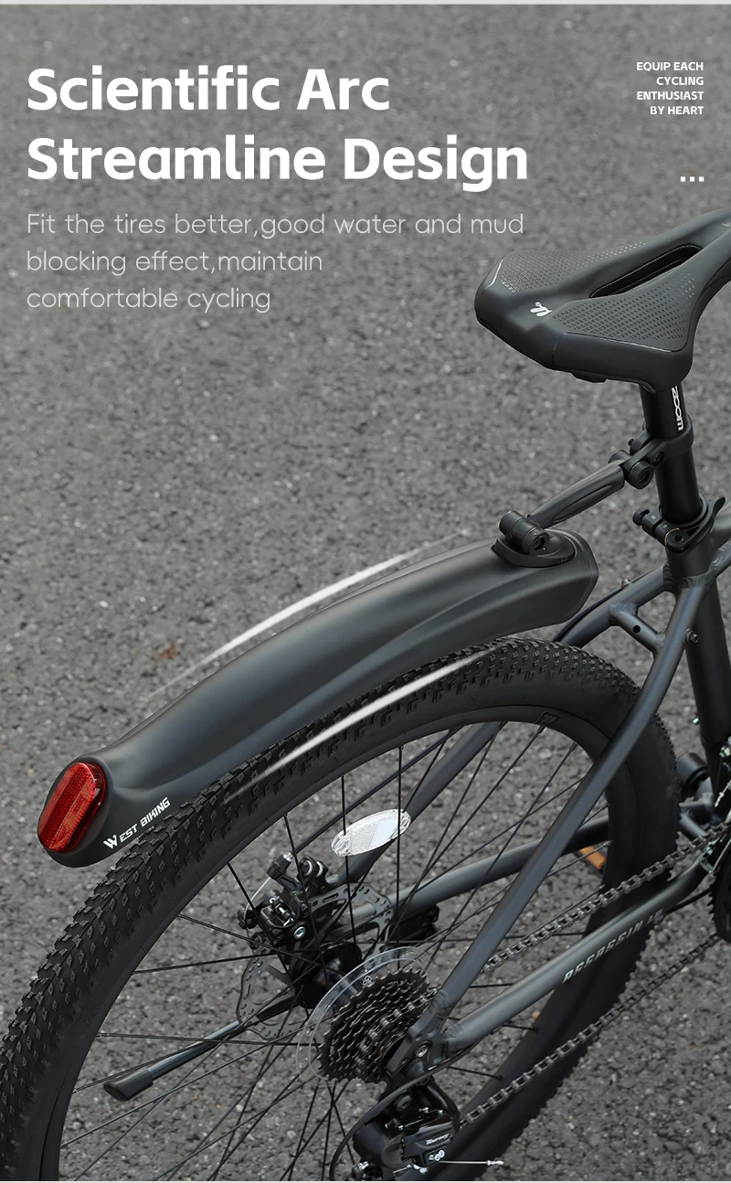 WEST BIKING Fahrrad-Schutzbleche MTB Schmutzschutz Erweiterter Schutz Winkelverstellbar für 26 27,5 Zoll Mountainbike Straßenfahrrad Faltrad Teile – Detail 4