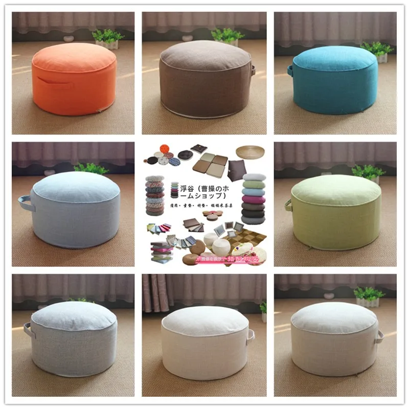 Thickened Linen Zafu Floor Cushion European Style Removable And Washable round Tatami  Pads Home Decorative Floor Seats