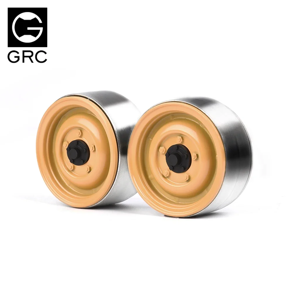 GRC 1.9 Inch Heavy & Old-fashioned Metal Wheel Rim Camel-yellow #G01 G02 G03 For 1/10 RC TRX4 SCX10 90046 Bronco D110 D90 CFX