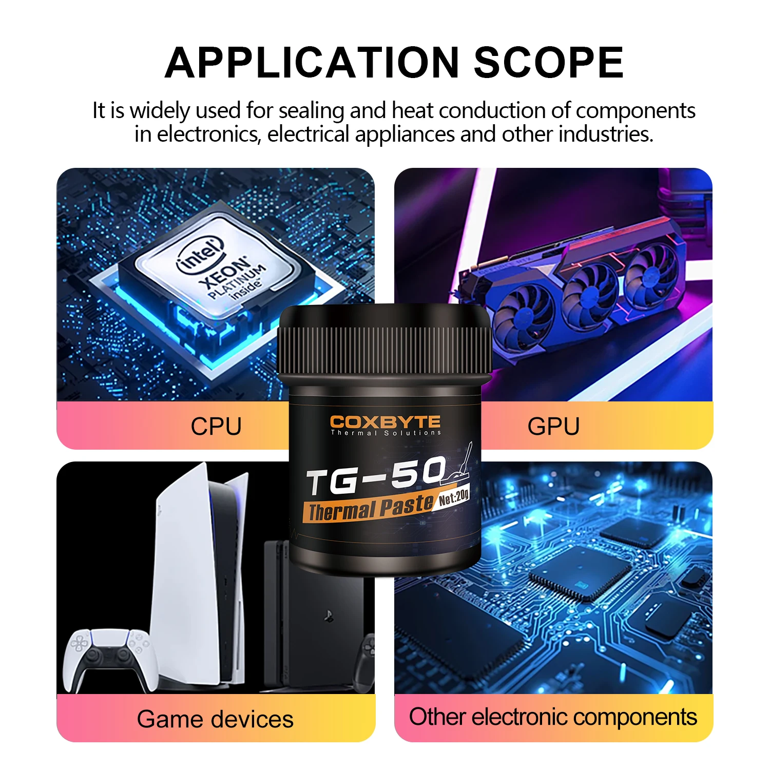 Coxbyte TG-50 18.2W/mk Thermal Compound Paste High Performance Heatsink Paste For GPU CPU Graphics Card Cooling