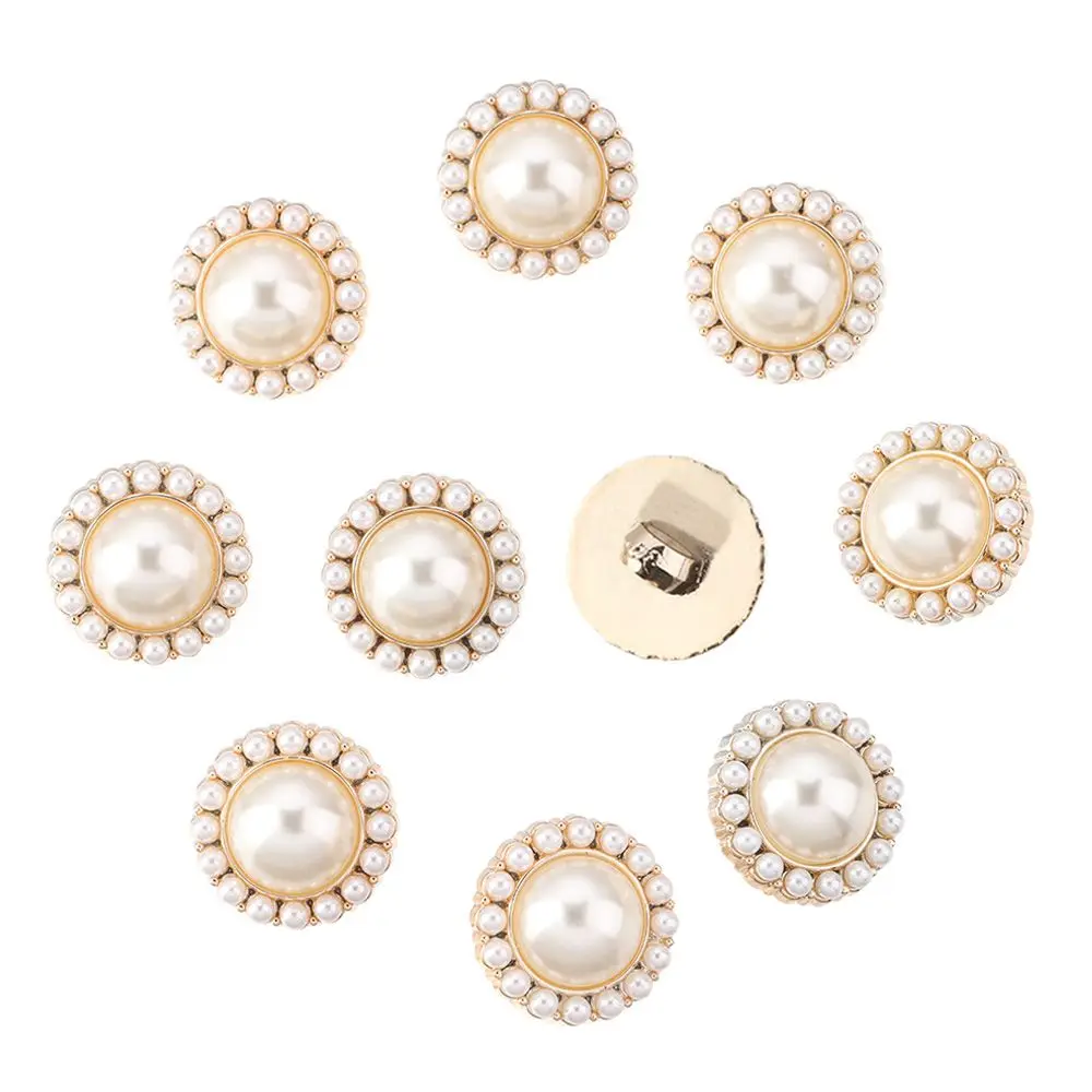 10Pcs Alloy Pearl Clothing Buttons DIY Clothing Sewing Button Needlework Handmade Accessories Decorative Sewing Accessories