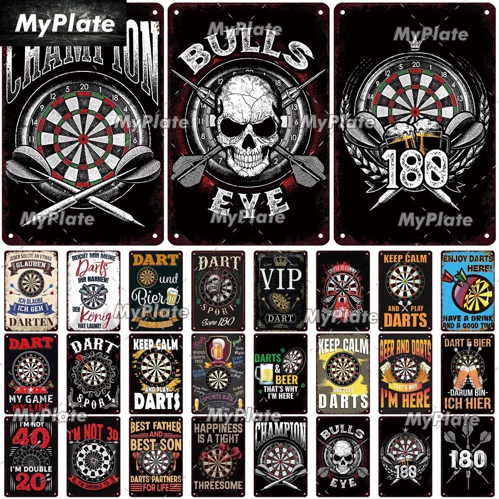 [MyPlate] Game Darts Metal Sign VIP Vintage Plaque Tin Sign Plate Wall Decor For Bar Club Art Painting Poster Gift