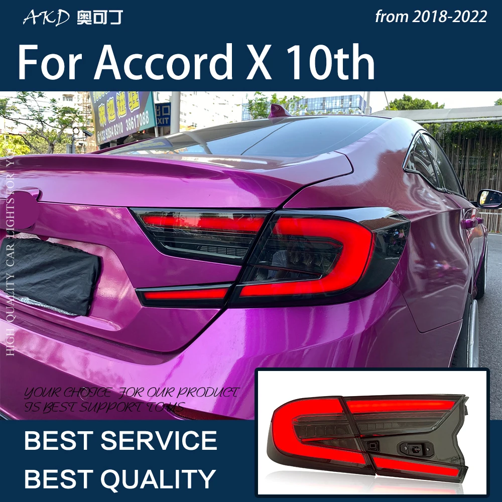 Car Lights For Accord X 2018-2022 10th LED Auto Taillights Assembly Upgrade 10.5th Design Dynamic Lamp Brightness Accessories