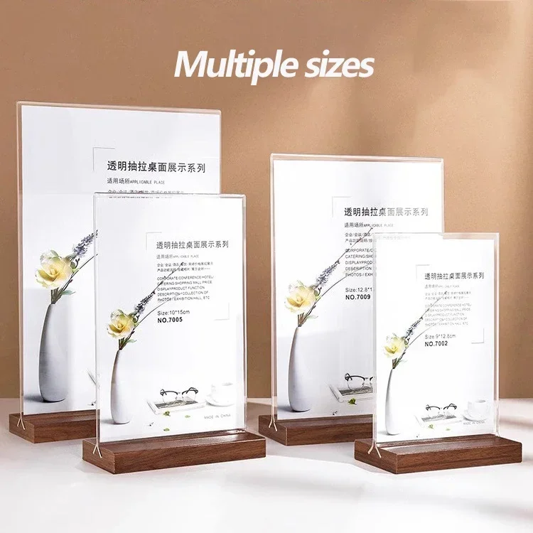 A4/A5 Clipboard Solid Wood Menu Board Acrylic Double Display Board Coffee Price List MenuTable Card Poster Photo Picture Frame