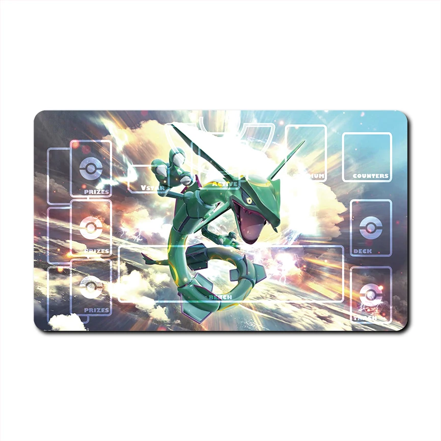 Diy 60*35*0.2cm PTCG Pokemon Dedicated Battle GAME Card Mat Rayquaza Arceus Mewtwo Lugia Zapdos Gift Toy Game Anime Table Mat