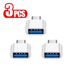 삼성에 적합한 화웨이 샤오미 아너 레드미 OPPO 원플러스용 USB C 타입 USB 3.0 OTG 어댑터, 안드로이드 전화 데이터 동기화 USB-C 컨버터, 3 개