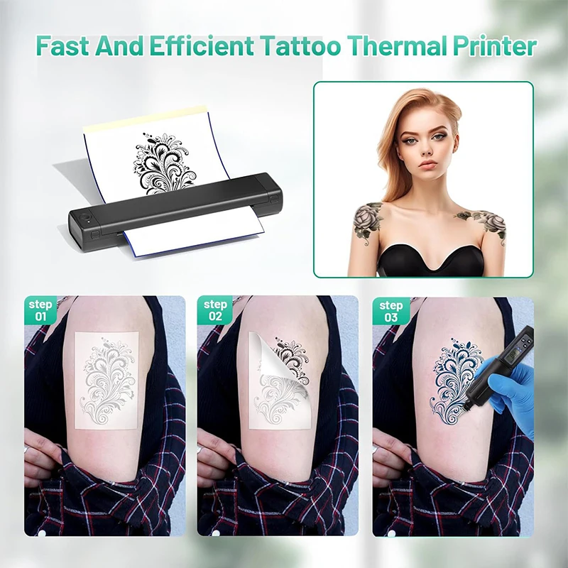 Wireless Tattoo Transfer Paper Printer M08F 203DPI A4 Printers Portable Mini Thermal Copier Compatible With Smartphones Computer