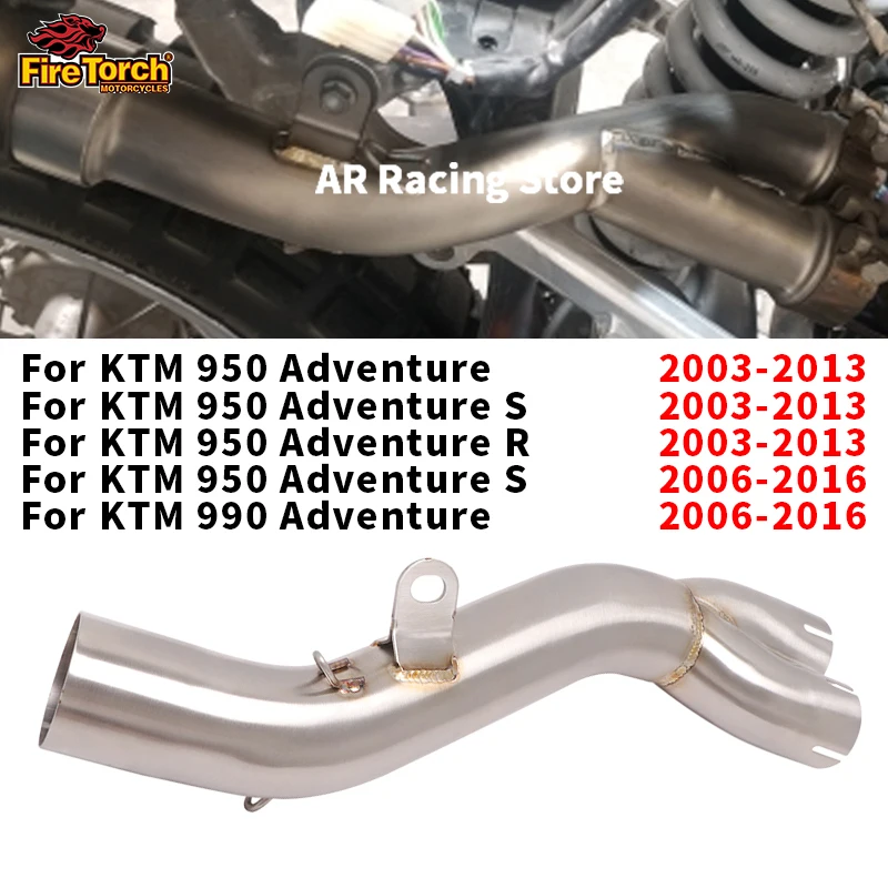 For KTM 950 Adventure S R 03-2013 950 Adventure S 990 Adventure 2006-2016 2 INTO 1 Exhaust Stainless Steel Exhaust Pipe 2 Gasket