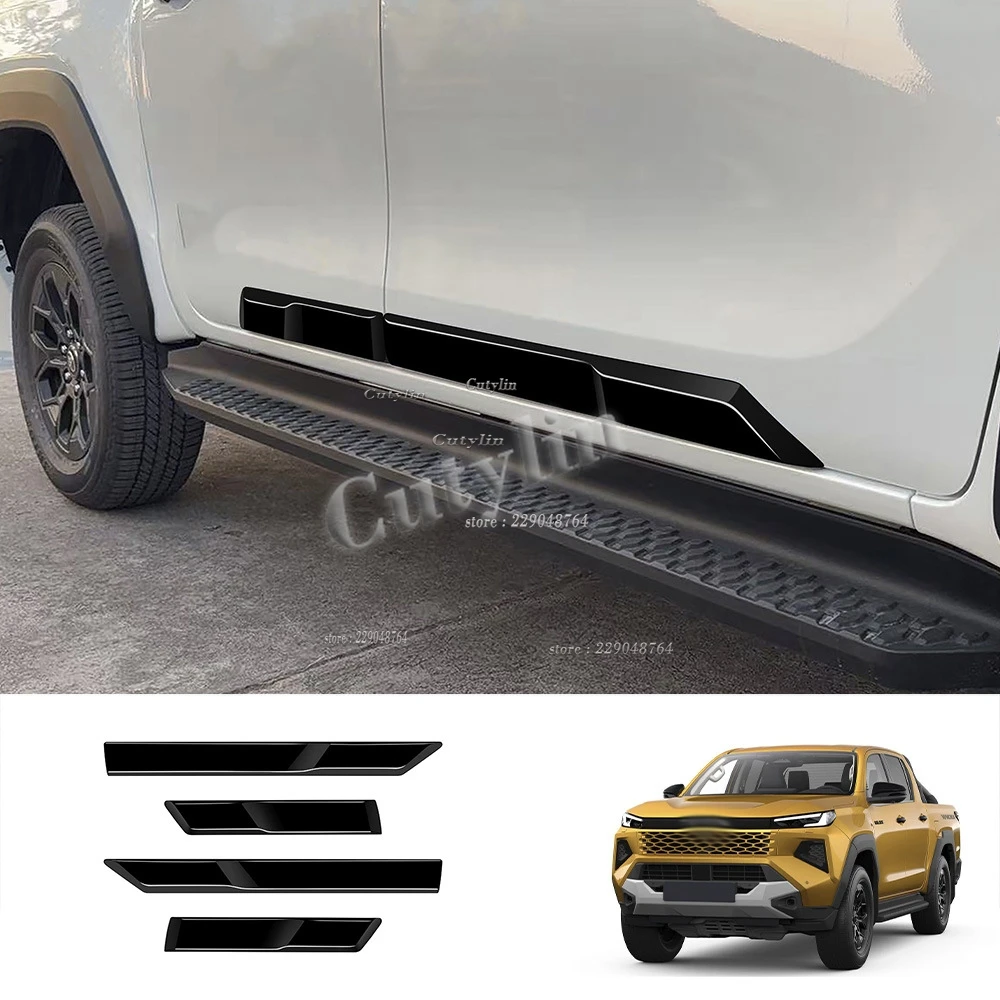 

For Toyota Hilux 2026 2027 ABS Black Side Door Body Molding Trim Strip Protector Guard Cover Sticker Exterior Car Accessories