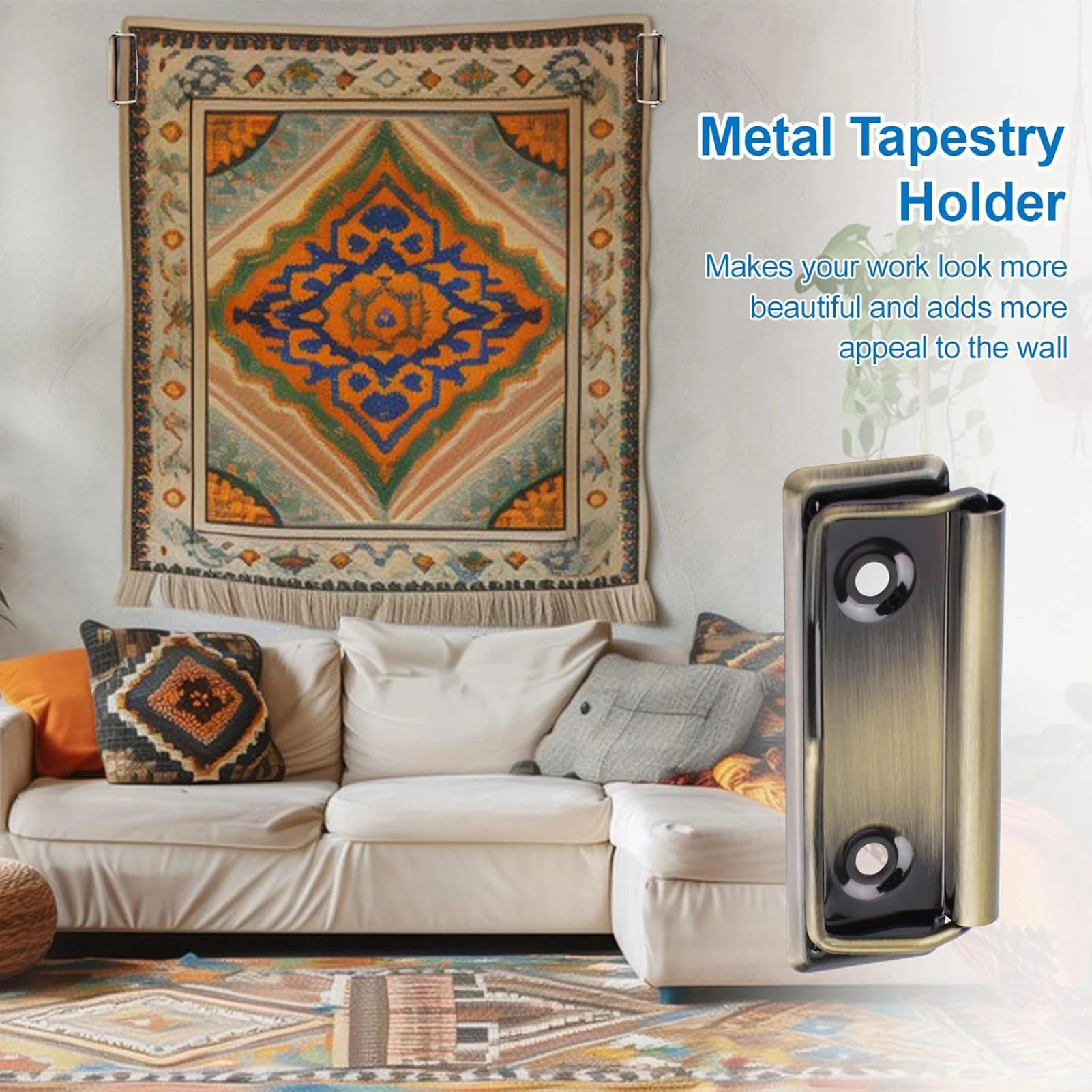 Tapestry Hanger Adjustable Metal Wall Hanging Display Clamp for Home Office Decor Rust-proof Fabric Holder Durable Sturdy