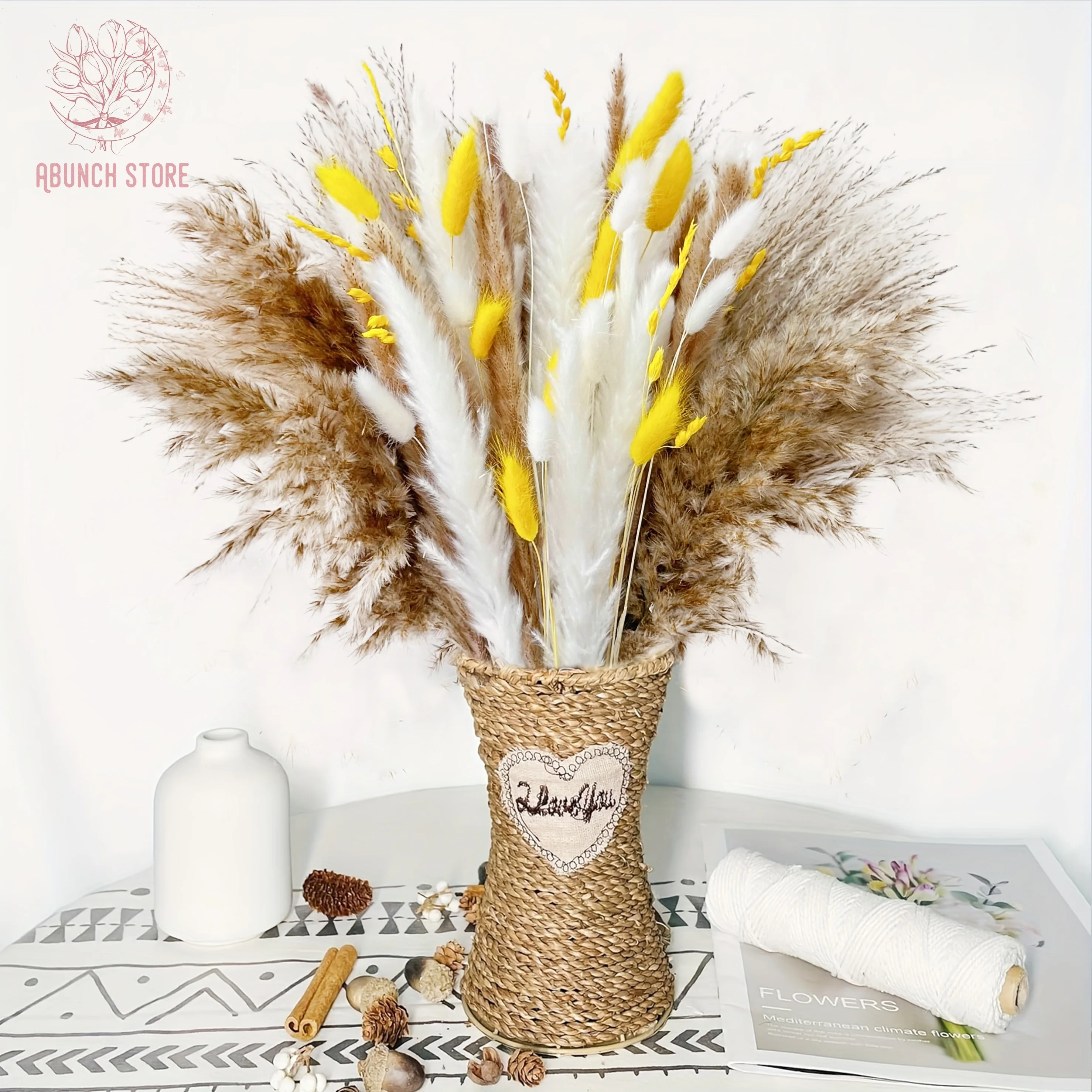 

Fluffy Pampas Dried Flowers Bouquet Home Decoration Bunny Tail Elf Grass Artifical Flower Boho Wedding Floral Table Vase Decor