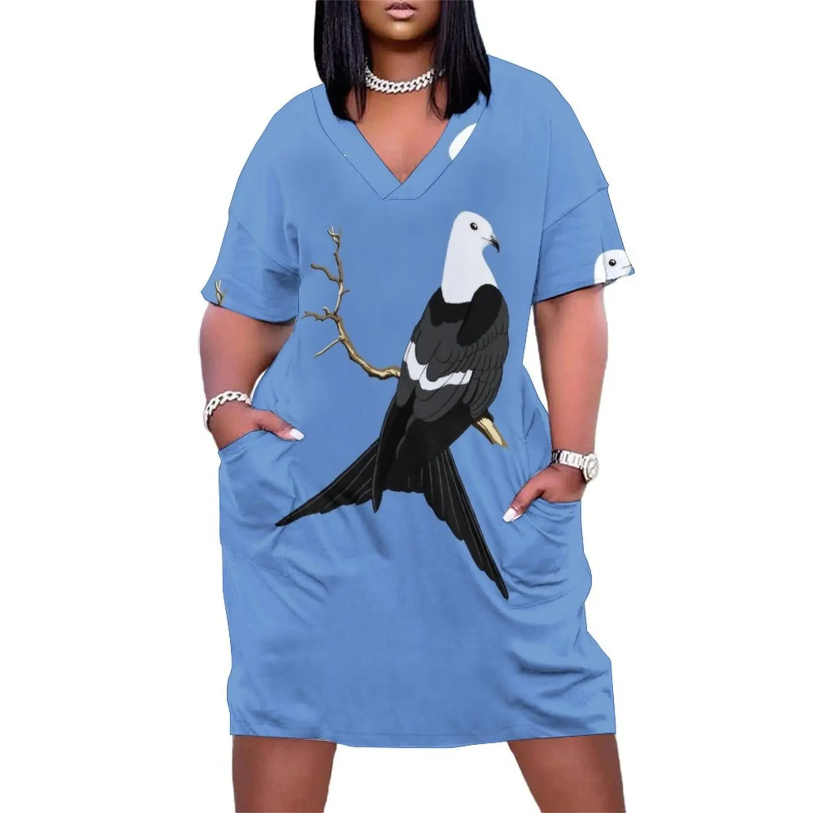 

Swallow-Tailed Kite Loose Pocket Dress sexy dress long dress women summer korean style