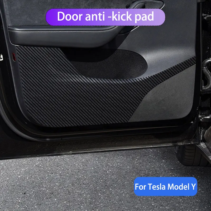 

Car Interior Door Protection Panel Anti-kick Pad Mats For Tesla Model Y Carbon Fiber Sticker Auto Interior Styling Accessories