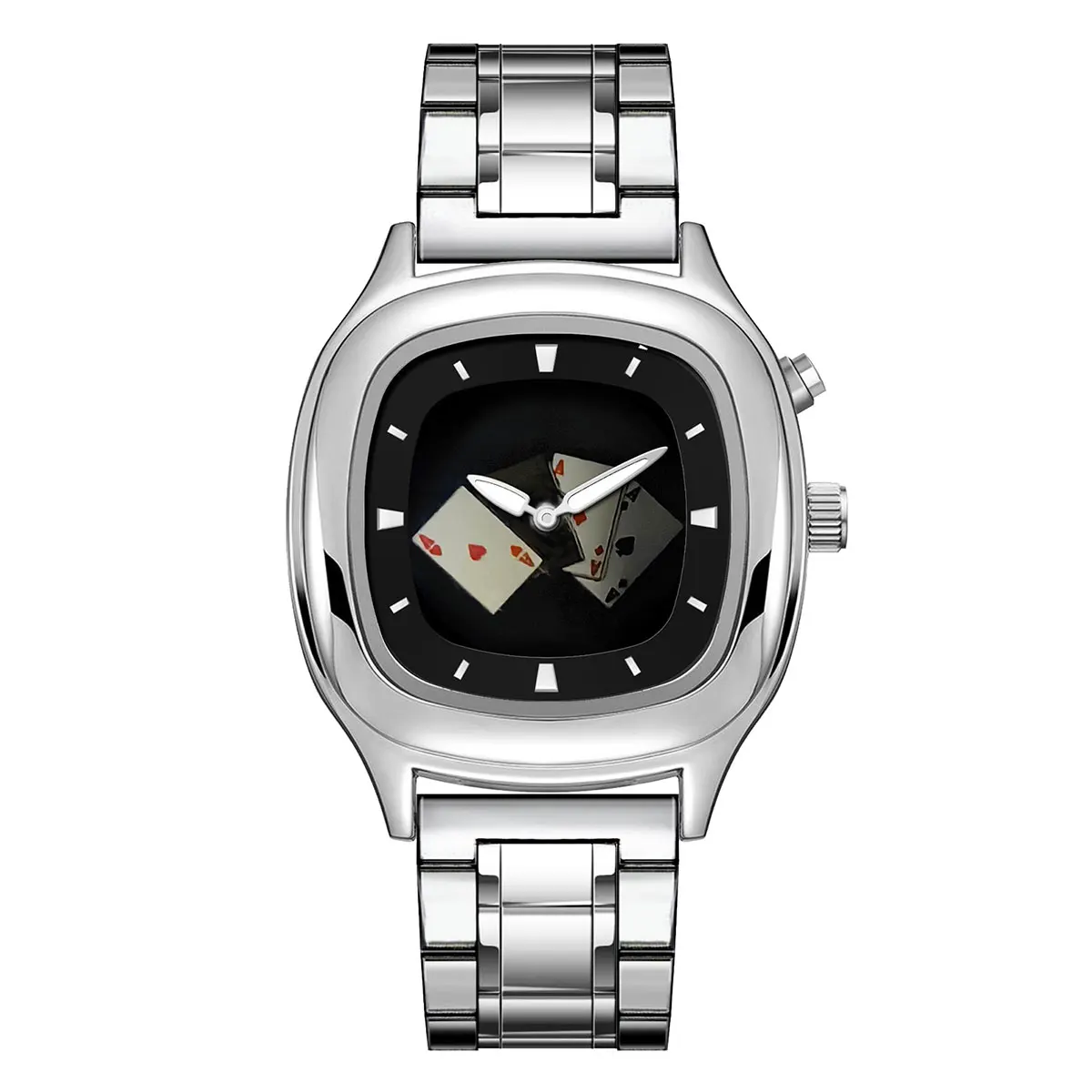 Retro Millennium Watch for Men with Dynamic Flame Dial Unique Creative Quartz Wristwatch with Stainless Steel Strap Square Case