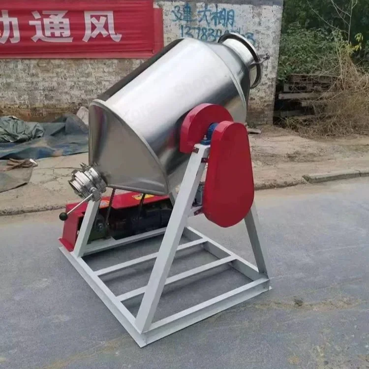 Stainless Steel Tumbling Dry Powder Mixer, Chemical Pharmaceutical Food Spice Blender, Industrial Drum Powder Mixing Machine