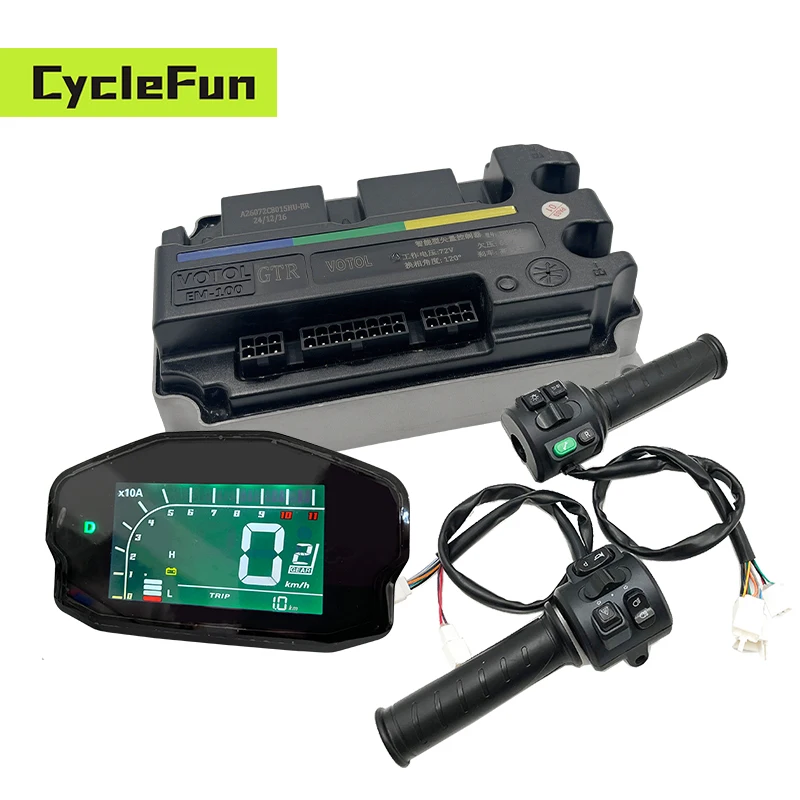 

Votol EM100 GTR Controller Rated 80A Boost 150A with DKD Display and T08 Throttle For Mid Drive Motor Wheel Hub Motor