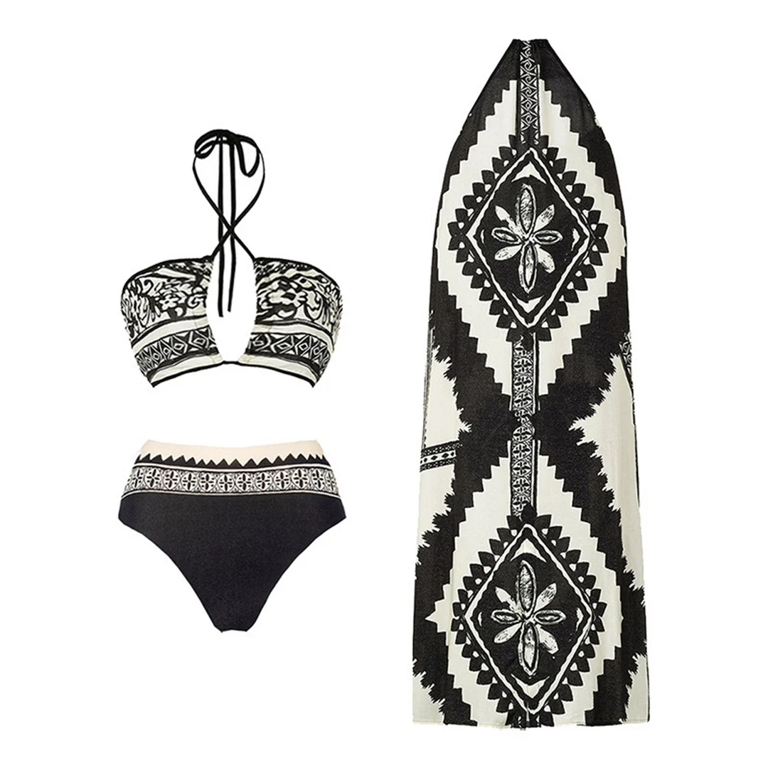S - XL, mit passendem Oberteil, bedruckter Neckholder-Bikini, Damen-Badeanzug, dreiteiliges Bikini-Set, Damen-Badebekleidung, Badeanzug, Schwimmbekleidung V6003 – Detail 13
