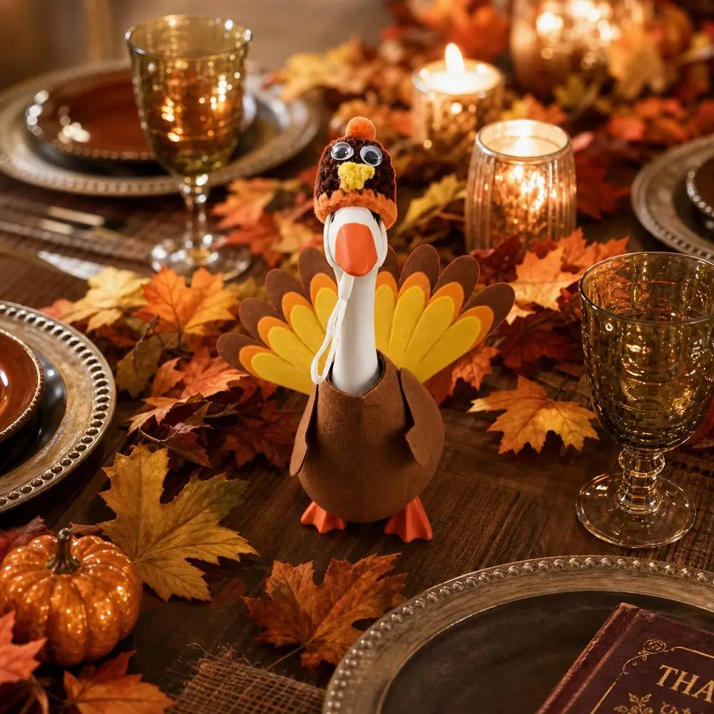 Haustierkleidung, 7-Zoll-Schreibtischgans, Thanksgiving-Outfits, Mini-Schreibtischgans, Thanksgiving-Kleidung, Truthahn-Kostüm, Dekoration für den Schreibtisch – Detail 4