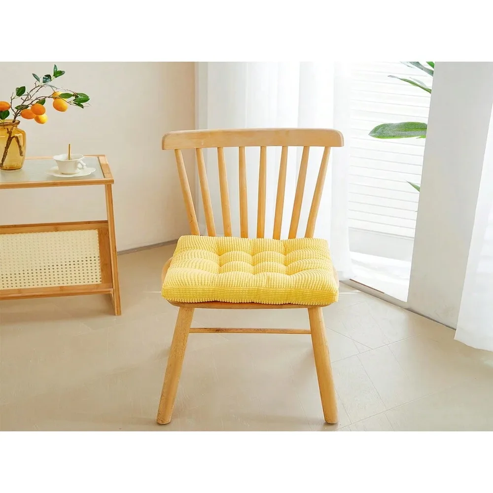 Soft Thick Dandelion Corduroy Seat Cushion Set 2pcs Round Square Skin-Friendly Pad For Home Office Dining Chairs #5