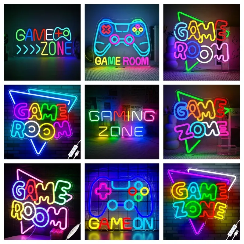 Game Zone Neon Decoration Wall LED Light Boys Bedroom Teen Men Cave Internet Bar Party Decoration Game Player Enthusiast Gift