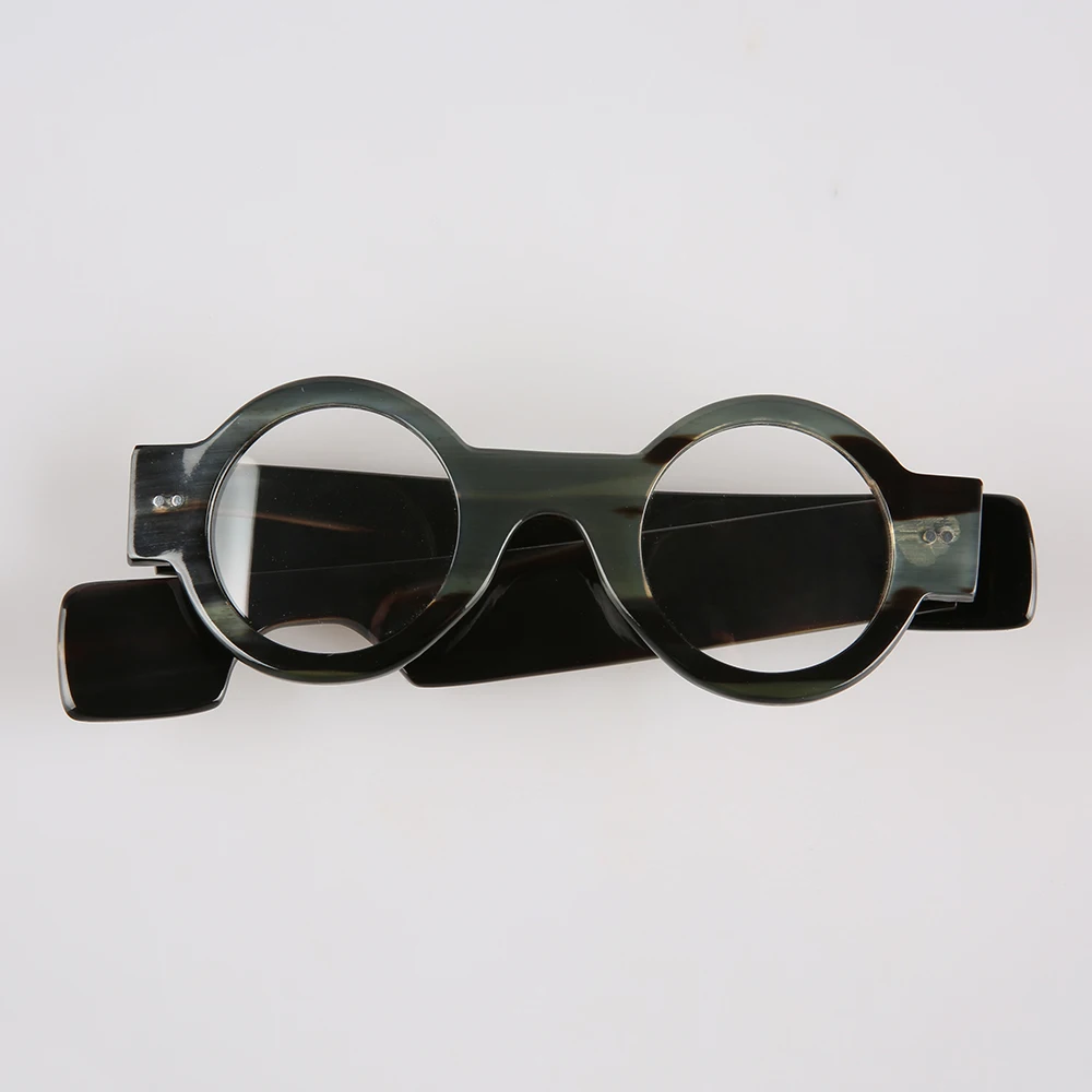 Eyeglass Frames Unique Round Handmade Horn Prescription Men's Glasses Frame  Vintage Wide Temple Optical Lenses Eyeglasses