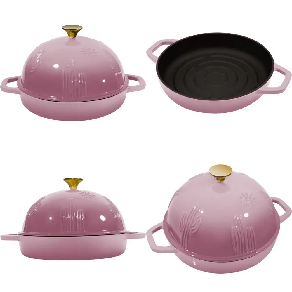 

Enameled Cast Iron Bread Dutch Oven with Cloche Lid for Perfect Baking and Berry Pink Finish - Ideal for Baking Bread and Enhanc