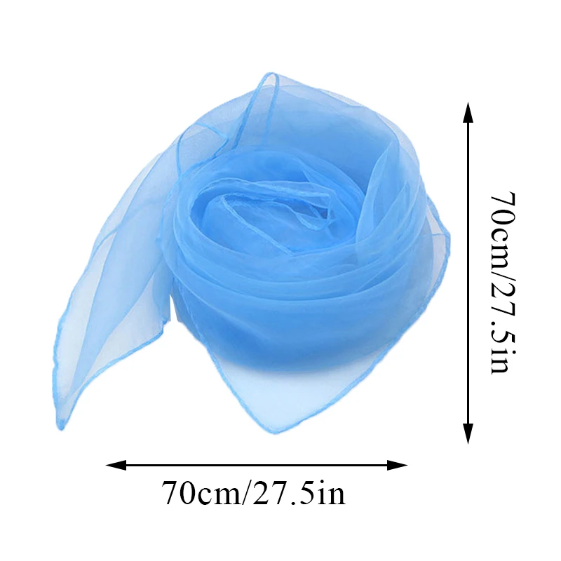 70*70cm Thin Silk Scarves Luxury Scarf Women Chiffon Square Scarf Dancing Performance Pure Color Shinny Organza Scarf Neck Shawl