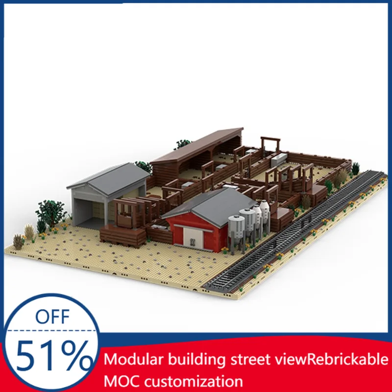 9175PCS Innovative Railroad Stock Yard Train Station Diorama Building Blocks Model Custom Puzzle Assembly Educational Toy Gift
