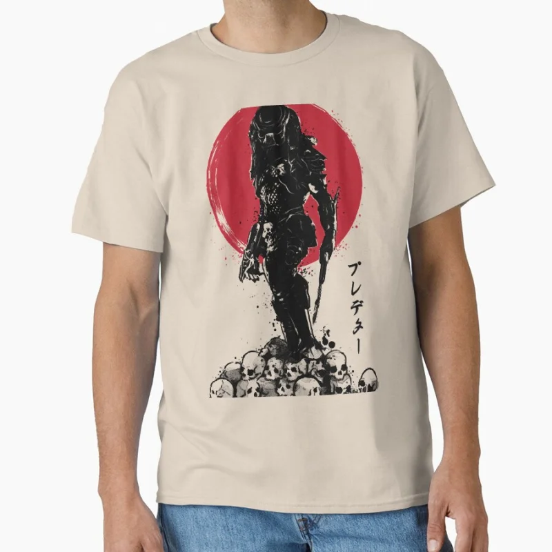 Yautja Hunter sumi-e 80s Retro Horror movie Predator The Jungle Hunter Alien Warrior Gift T shirt large size Tops S-6XL